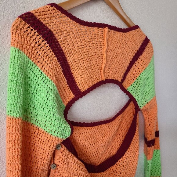 Free People FP Beach US Size S Love Me Long-Sleeve Fauxchet Stripe Top - Picture 6 of 11